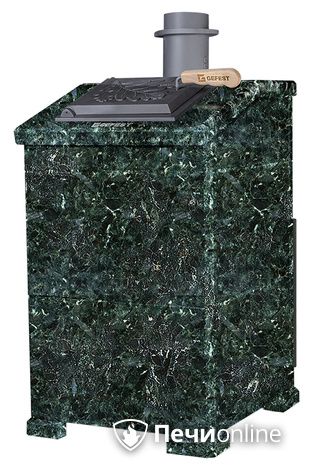 Дровяная печь-каменка Гефест ЗК 18 (h830/40 верх) Президент Серпентинит